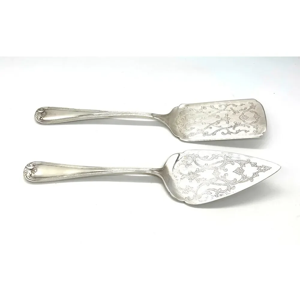 Vintage Gorham Heritage Silverplate Set of 2 Cake / Pie Servers 11.5